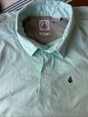 Volcom Men’s Light Mint Polo Shirt with Black Logo